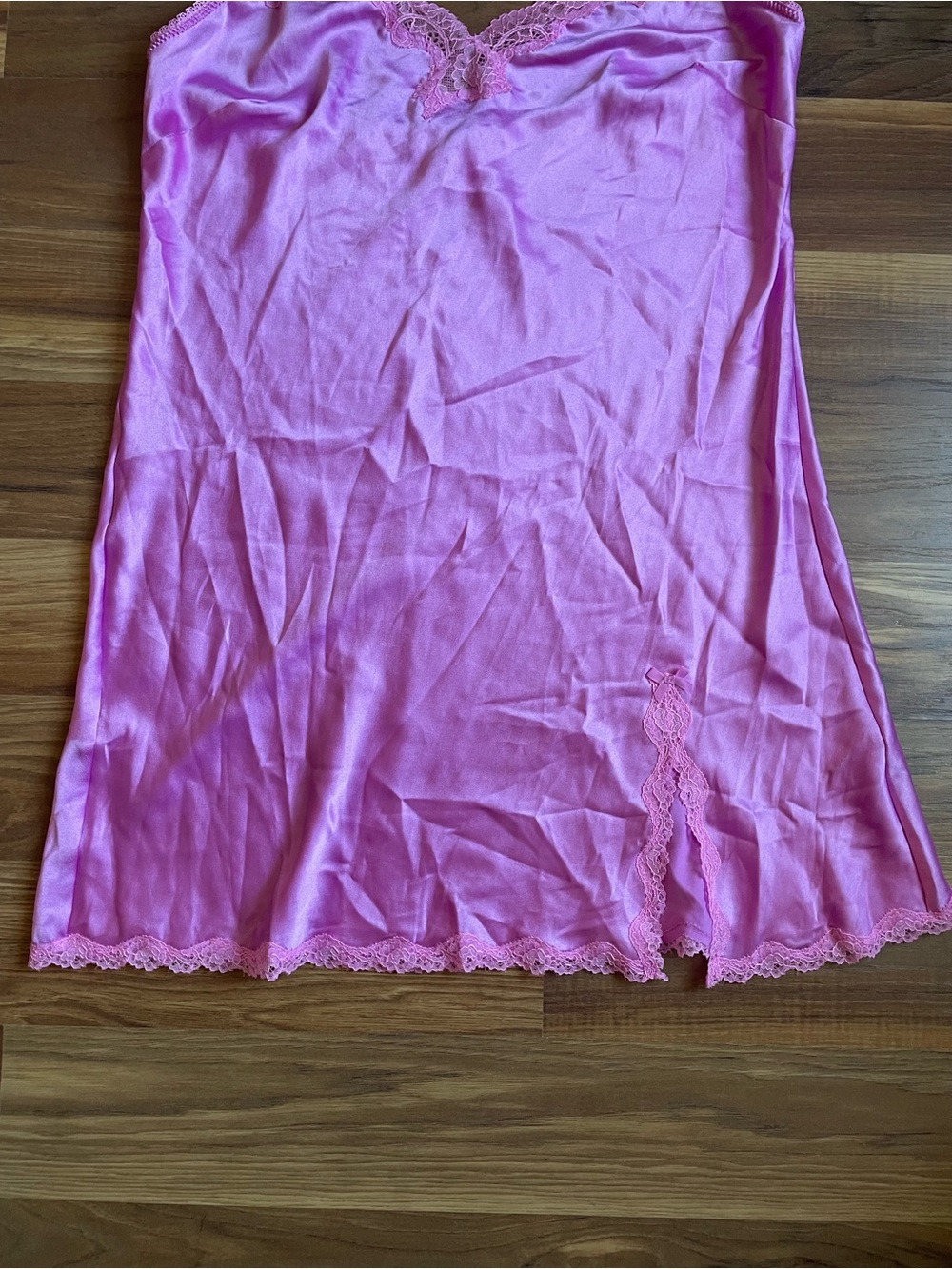 Victoria’s Secret NWT Pink Satin Lace Mini Slip Gown Nightgown Size Large - Picture 2 of 5